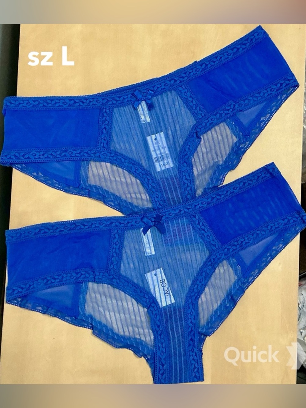 sz L - NWT Striped Mesh Panties - 2 pcs set